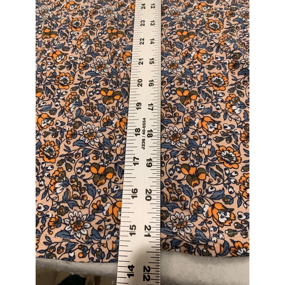 Boden‎ Womens Floral Smocked V-Neck Top Size 6 Orange Blue Ruffle Cotton Jersey